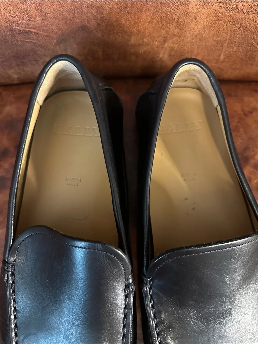 Bally Walton Black Leather Slip-On Driving Loafers Made in Italy